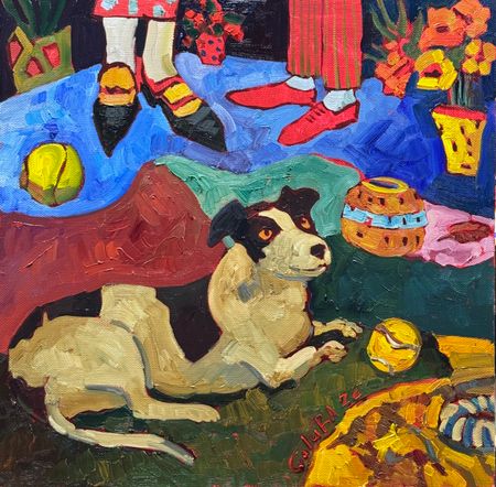 Анна Голубь (Картина, живопись - 
                  60 x 60 см) Сны пса Барбоскина