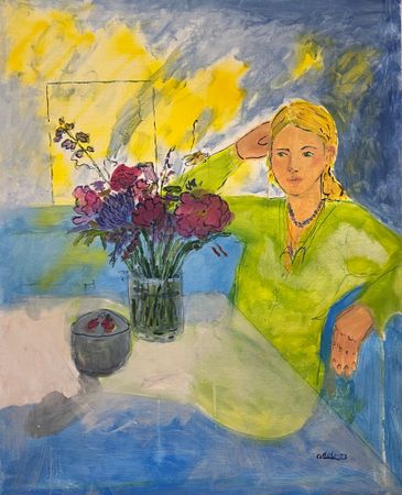 Адель Левитова (Картина, живопись - 
                  90 x 110 см) Woman and Flowers
