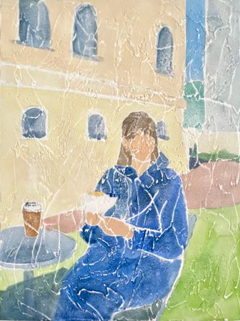 Наталья Чобанян (Картина, живопись - 
                  30 x 40 см) Кофе и круассан на завтрак