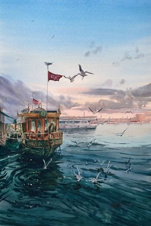 Жанна Губина (Авторская графика - 
                  36 x 56 см) Стамбул