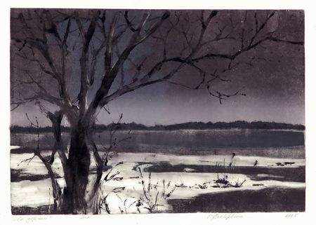 Ольга Безлепкина (Графика печатная - 
                  70 x 50 см) За деревом