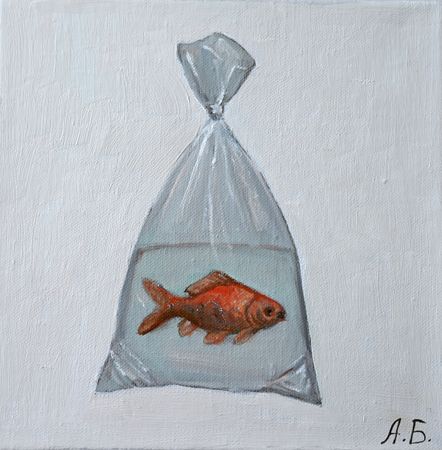 Анна Белан (Картина, живопись - 
                  20 x 20 см) Рыбка