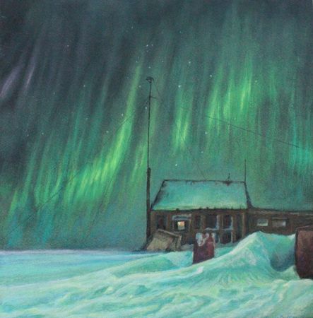 Александра Кныш (Авторская графика - 
                  32.3 x 33.4 см) Одинокая зимовка