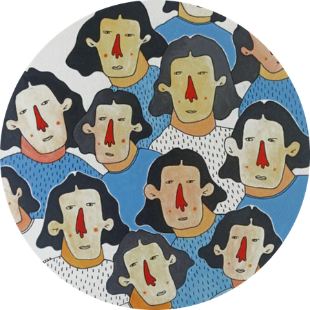 JULIA GVOZDEVA (Картина, живопись - 
                  30 x 30 см) Faces