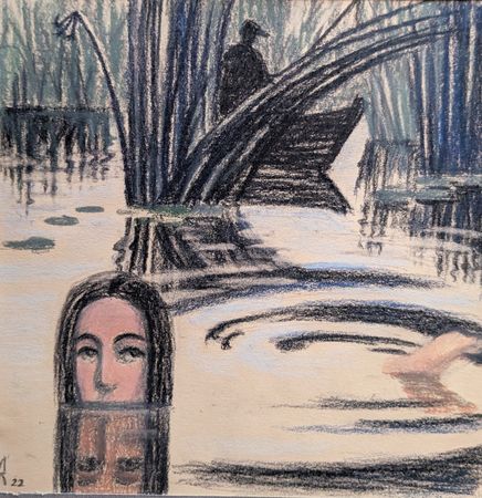 Екатерина Маланьина (Авторская графика - 
                  20.5 x 20.5 см) Ловись рыбка