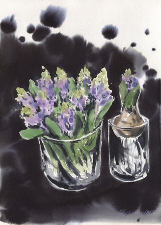 Ирина Петровская (Авторская графика - 
                  27 x 38 см) Гиацинты