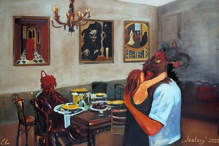 Ева Шорина (Графика цифровая (принты) - 
                  40 x 30 см) Открытка "Jealosy"