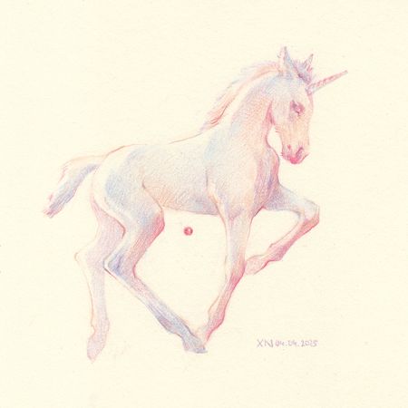 Ксения Наймушина (Авторская графика - 
                  20 x 20 см) Unicorn foal