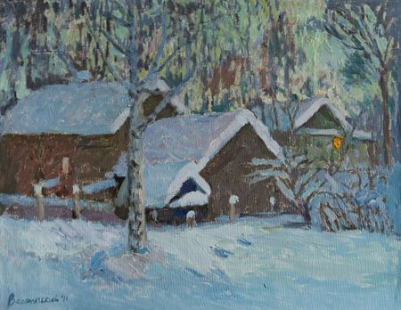 Николай Водолазский (Картина, живопись - 
                  45 x 35 см) Морозный вечер