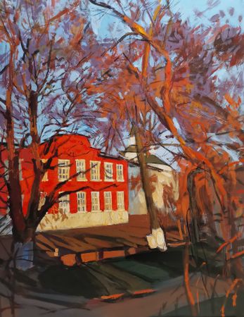 Ольга Семченко (Авторская графика - 
                  50 x 65 см) Вид из дома Булавина в Старочерскасске