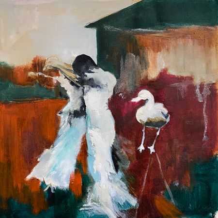 Елена Троянская (Картина, живопись - 
                  30 x 30 см) Незавершенный жест