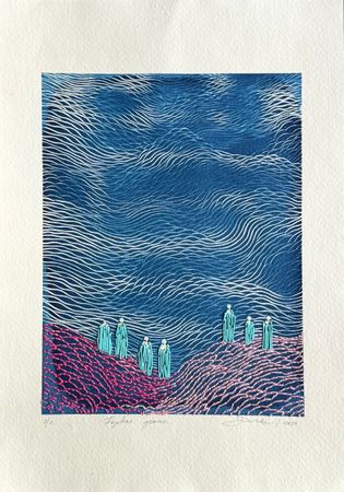 Юлия Милякова (Графика печатная - 
                  21 x 30 см) Розовые дюны
