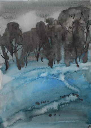 Елена Санина (Авторская графика - 
                  30 x 42 см) Вчера