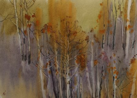 Елена Санина (Авторская графика - 
                  42 x 30 см) Невесомость осени