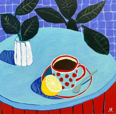 Саша Робинсон (Картина, живопись - 
                  40 x 40 см) Натюрморт чашка кофе