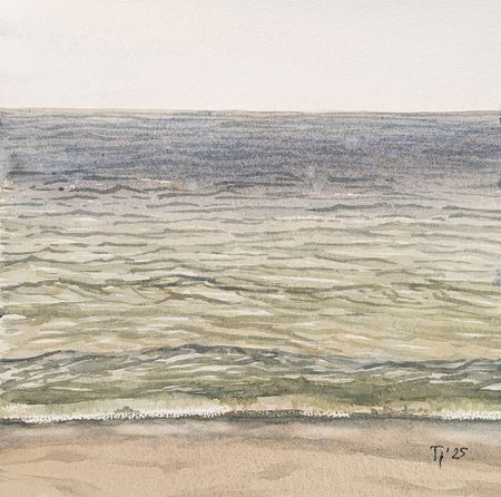 Юлия Третьякова (Авторская графика - 
                  25 x 25 см) Дождь и море