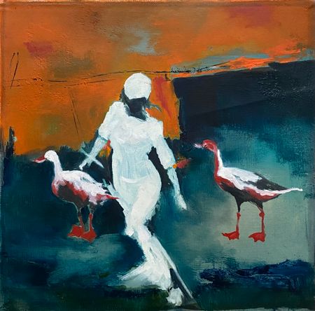 Лена Троянская (Картина, живопись - 
                  30 x 30 см) Гольф 2