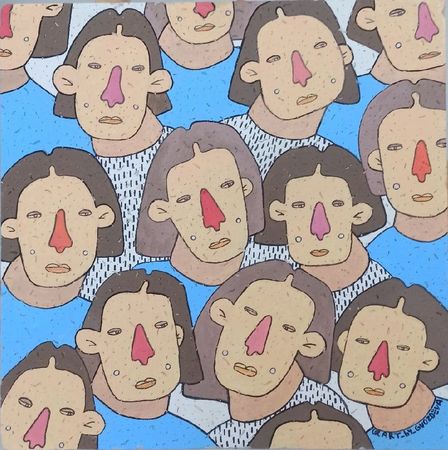 JULIA GVOZDEVA (Картина, живопись - 
                  60 x 60 см) Панель Армстронг "Лица"