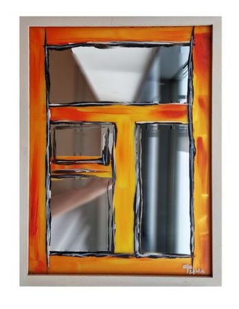 Валерия Финина (Коллаж / ассамбляж - 
                  32 x 42.5 см) Зеркальное окно