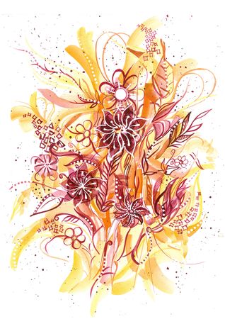 Елена Ширяева (Авторская графика - 
                  43 x 54 см) Огнецвет