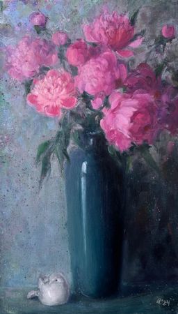 Екатерина Феоктистова (Картина, живопись - 
                  40 x 70 см) Пионы