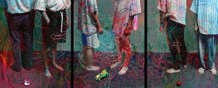 Виктория Забродина (Фотография - 
                  150 x 60 см) Типа чиллим (триптих)