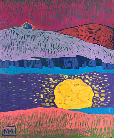 Майя Макарова (Картина, живопись - 
                  40 x 50 см) О том, как луна в реке купалась