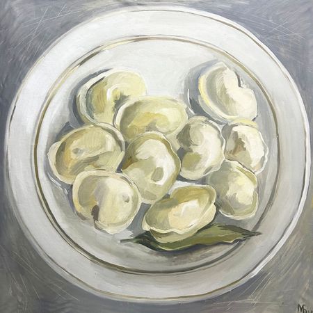 Мария Буртова (Картина, живопись - 
                  100 x 100 см) Ужин
