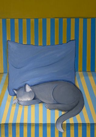 Елена Королева (Картина, живопись - 
                  50 x 70 см) Серый кот