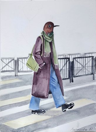 Наталья Лотарева (Авторская графика - 
                  23.5 x 31.5 см) Прогулка