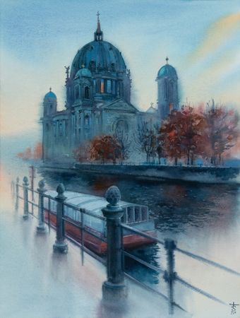 Виктория Севастьянова (Авторская графика - 
                  30 x 40 см) Туманное утро