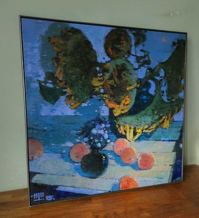 Игорь Крапарь-Щербаков (Картина, живопись - 
                  60 x 60 см) Подсолнухи с синими цветами