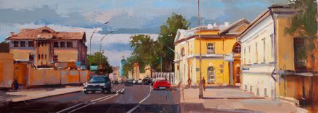 Алексей Шалаев (Картина, живопись - 
                  70 x 25 см) Жаркий июль. Яузская ул.