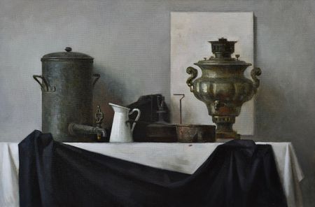 Илья Хахарев (Картина, живопись - 
                  120 x 80 см) Натюрморт с самоваром