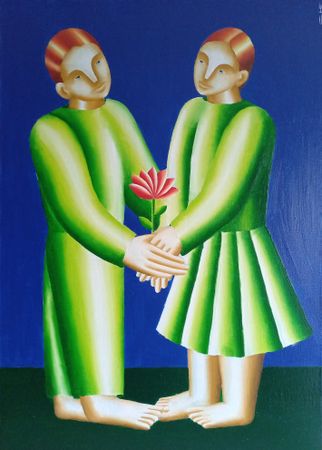 Саша Катинаускиене (Картина, живопись - 
                  50 x 70 см) Пара. Красный цветок