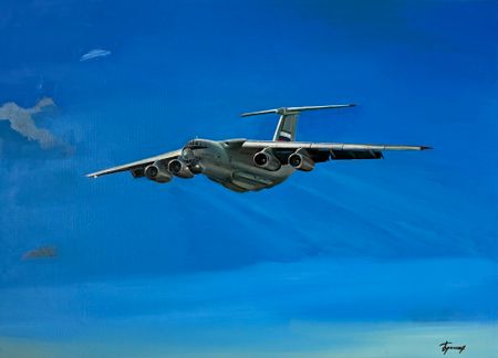 Ольга Бронских (Картина, живопись - 
                  70 x 50 см) Самолет Ил-76