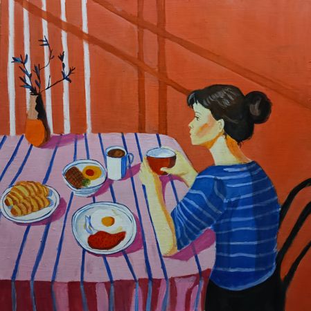 Ольга Чужакова (Картина, живопись - 
                  60 x 60 см) Завтрак для двоих