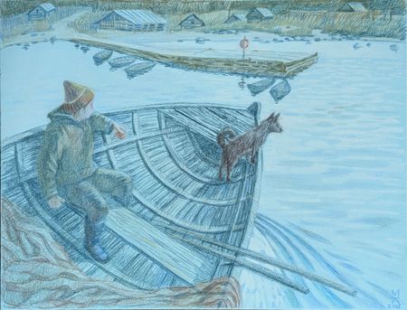 Екатерина Маланьина (Авторская графика - 
                  43 x 33 см) Летучий корабль