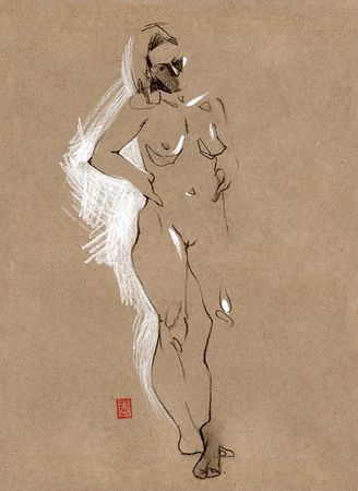 Виктория Севастьянова (Авторская графика - 
                  30 x 42 см) Nude 0147
