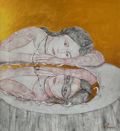 Ирина Яковлева (Картина, живопись - 
                  110 x 120 см) Отражение потерять свое боюсь