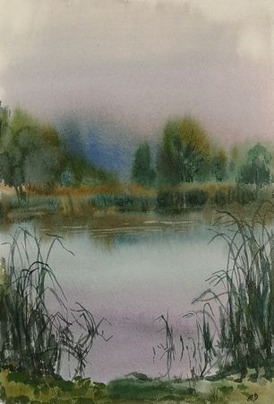 Елена Санина (Авторская графика - 
                  27 x 39 см) Вечерняя тишина