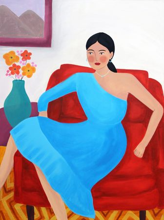 Ксения Хромцова (Картина, живопись - 
                  60 x 80 см) Девушка в голубом