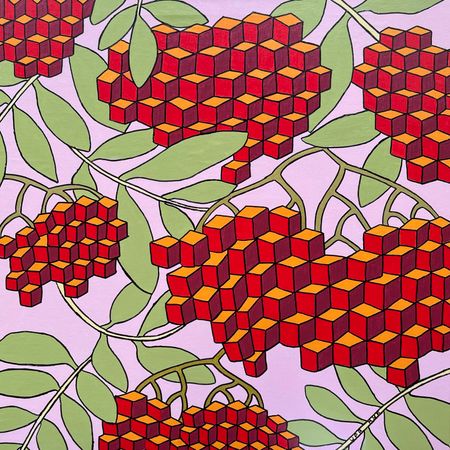 Ира Куб (Картина, живопись - 
                  80 x 80 см) Рябина красная