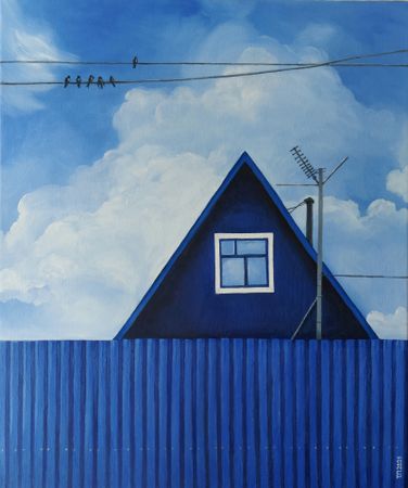 Татьяна Попова (Картина, живопись - 
                  50 x 60 см) Синий дом
