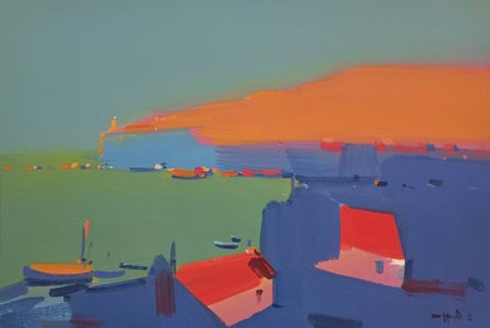 Алексей Ланцев (Авторская графика - 
                  60 x 40 см) Вечер в Бухте. Черное море