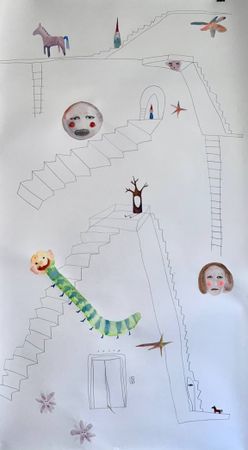 Лина Кордюченко (Авторская графика - 
                  80 x 150 см) Подъезд-сон