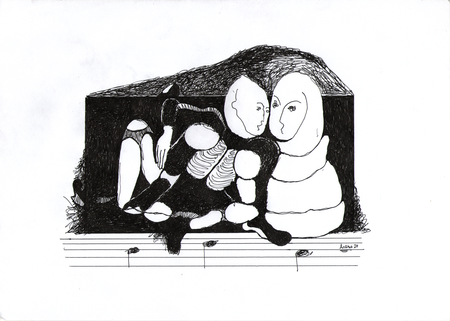 Игорь Добрун (Авторская графика - 
                  29.7 x 21 см) Разговор с музой