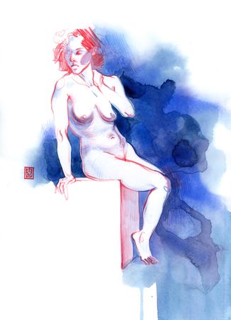 Виктория Севастьянова (Авторская графика - 
                  29 x 41 см) Ню 017