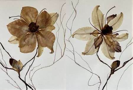 Ольга Коновалова (Коллаж / ассамбляж - 
                  64 x 42 см) Диптих "Несуществующие Цветы"