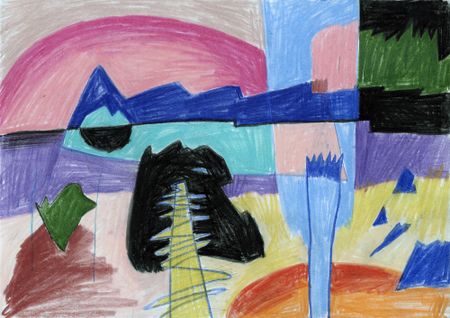 Олег Агафонов (Авторская графика - 
                  20.5 x 14.5 см) Холодный -/- январский -/- закат